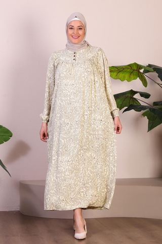 Uzun Anne Giyim Buyuk Beden Kadin Tesettur Elbise 001