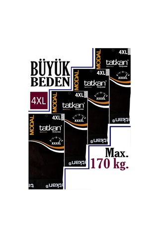 Mataş Tatkan - 4'lü - Battal - Penye Modal Erkek Boxershort Siyah