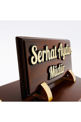 Tek Kalemli Ahşap Kabartma Masa İsimliği Ahşap Masa İsimlik