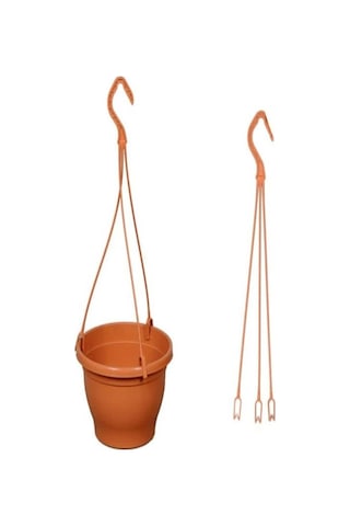 Katı Plastik Makrome Askılı Saksı 20 Adet Beyaz 16 Cm