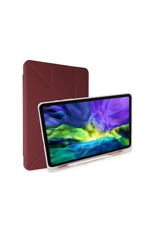 Samsung Galaxy Uyumlu X200 Tab A8 10.5 Kılıf Kalemlikli Mars Tablet Kılıfı - Mürdüm Arka Kapak