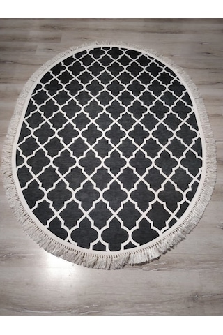 Yamalıhome Angel 1498-00 Fas Vezir Siyah 120X180 Cm Saçaklı Oval