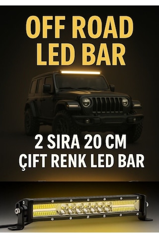 Off Road 2 Sıra Çift Renk Turuncu Beyaz 20 Cm Led Bar