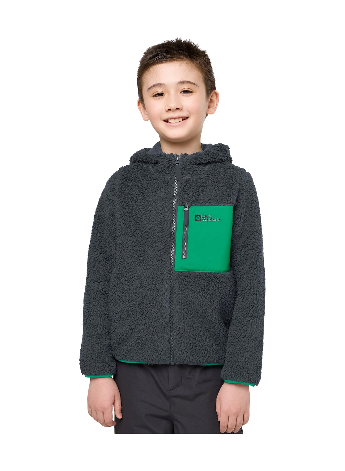 Jack Wolfskın Jack Wolfskin Ice Curl Hood Jacket K Unisex Çocuk Gri Polar Ceket 6367 Antrasit