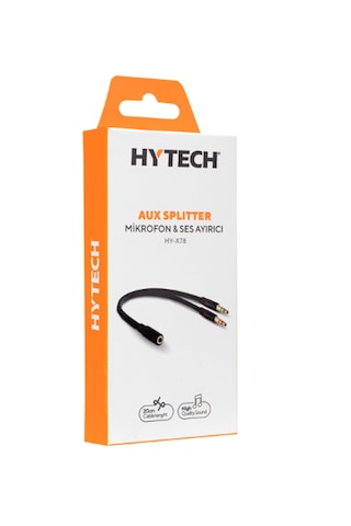 Siyah 3.5mm To Audio + Mic 0.15m Kulaklık Çevirici Ses Ayırıcı"