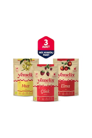 Freeze Dried 3'lü Mix Avantaj Paketi Dondurularak Kurutulmuş Çilek-muz-elma Kuru Meyve Cipsi 50 G