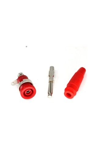 4mm Banana Silikonlu Ve 4mm Korumalı Born Takım Kırmızı