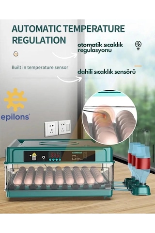 130 Yumurtalık Tam Otomatik Kuluçka Makinesi Extra Yedek Motorlu Akü Kablolu Silindir Viyollü Profesyonel