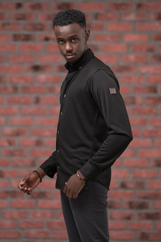 Advante İnce Fitilli Full Likralı Yaka Düğmeli Mevsimlik Slimfit Gömlek Siyah