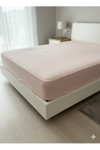 %100 Organik Pamuk Premium Lastikli Çarşaf Çift Kişilik 160x200+30 Dolmabahçe Serisi Pembe