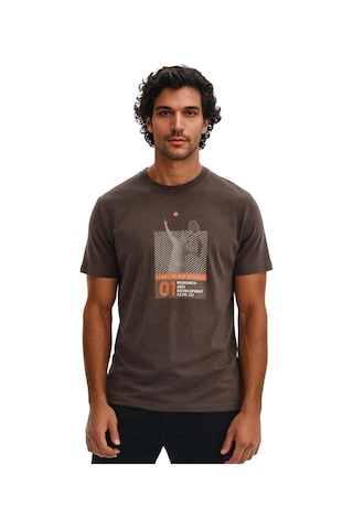Arma Ar-ma Erkek Bisiklet Yaka Tişört Resim Baskili Örme Kumaş Regular Fit %100 Pamuk 30/2 Süprem Y31344448402 Kahverengi-k1