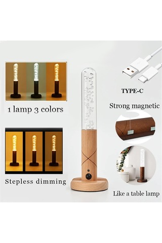 Xindoker Ahşap Usb Şarjlı Hareket Sensörlü Led Işık - 3 Renk Ayarı 3000-6000k - Dolap/entrance Gece Lambası - 2 Adet Açık Kahverengi Kabarcık Desen Açık Kahverengi