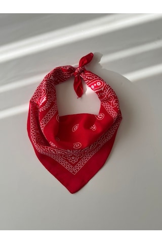 My Vintage Pamuklu Kaymaz Terletmez Bandana Fular Kırmızı