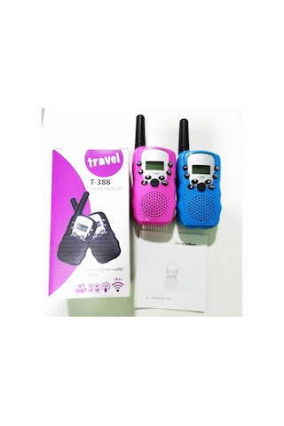 Samdoo Çocuklar İçin Taşınabilir T388 Walkie Talkie, Eğlenceli Oyun Zamanı, Siyah Renk, 2'li Paket