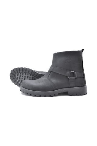Chiron Hakiki Deri Siyah Fermuarlı Unisex Bot Siyah