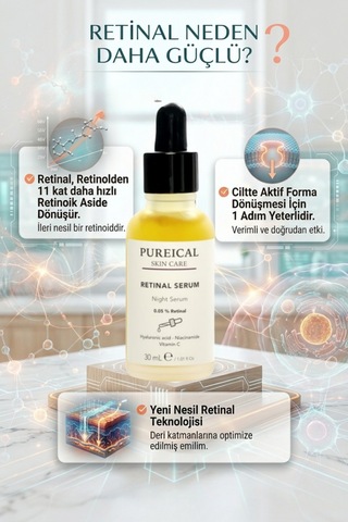 Pureical Retinal Serum Leke Karşıtı, Kırışıklık Karşıtı Anti Aging Gece Serumu