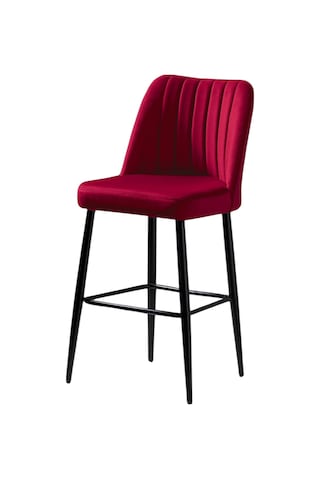 Ada Bar Sandalye - Babyface Bordo - Metal Siyah Ayak Bordo
