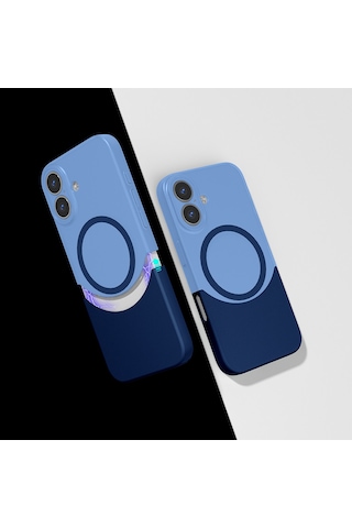 Xemu Apple Uyumlu iPhone 16 Plus Kılıf M-safe Şarj Özellikli Mıknatıslı Duble Kapak - Lacivert Lacivert
