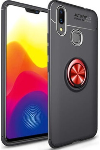 Xiaomi Mi Max 3 Kılıf Yüzüğü Stant Ve Araç Tutucu Olabilen Şık Esnek Premium Silikon Kapak Ryc/ravel Siyah - Kırmızı