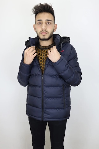 Rodrigo Dmctekstil Ivan23 Erkek Hakim Ayaka Spor Kesim Rahat Kalıp Kapüşonlu Fermuarlı Kışlık Mont Lacivert