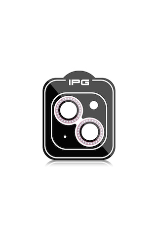 Apple Uyumlu iPhone 14 / 14 Plus İçin Ipg Kamera Lens Koruyucu - Taşlı - Pembe