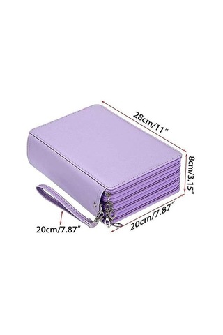 Büyük Kapasiteli Siyah Pu Deri Kalem Kutusu 200 Yuvalı Okul Ve Ofis İçin Pratik Kalem Çantası, Sanat Malzemeleri Ve Kırtasiye Ürünleri İçin Şık Organizer, Hediye Seçeneği Mor
