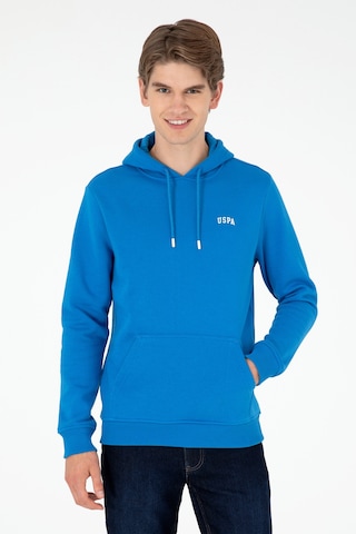 U.S. Polo Assn. Erkek Kapüşonlu Kobalt Mavi Basic Şardonlu Sweatshirt 50295176-VR077