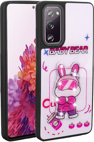 Zore Galaxy Uyumlu S20 Fe Kılıf Parlayan Kabartmalı İkonik Figürlü Amas Silikon Kapak - Beyaz