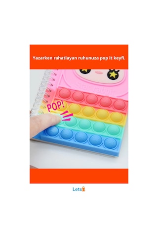 Sevimli Pop It Tasarımlı A5 Defter 80 Yaprak Çok Renkli