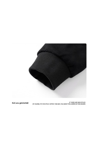 Erkek Sonbahar Ve Kış Suni Kürk Yaka Fermuarlı Sweatshirt Ceket Kırmızı