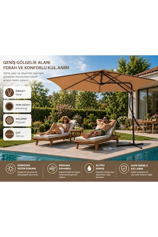 Garden Yandan Kollu Şemsiye Kahverengi