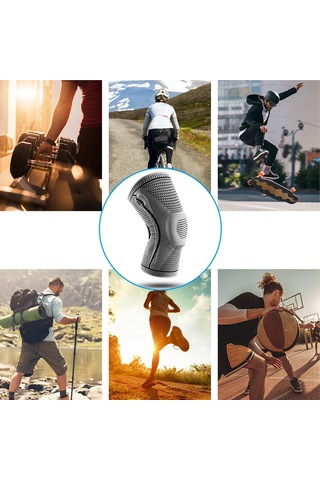 Aubyhe L Beden Mavi Silikonlı Baskılı Spor Diz Koruyucu - Hareketlerde Desteği Ve Yumuşak Korumayı Sağlar Mavi