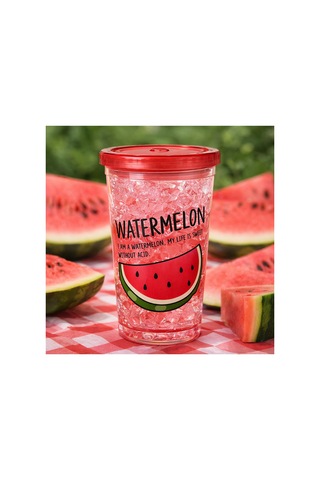 Buzlu Kırık Cam Görünümlü Smoothie Bardağı,450ml,sızdırmaz Kapaklı Soğuk İçecek Bardağı,bpa İçermez Kırmızı