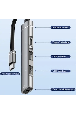 Usb-c Hub Docking Station - Usb Hub 4-in-1, Type-c & Usb 3.0 Çoklayıcı Adaptör, 3.5mm Kulaklık Jaklı Çoklayıcı
