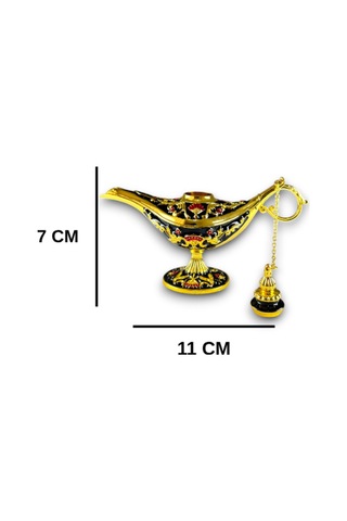 Aladdin Sihirli Lambası Renkli İşlemeli Dekoratif Biblo Alaattin Metal Çelik No:1 - 11x7 CM 728355712