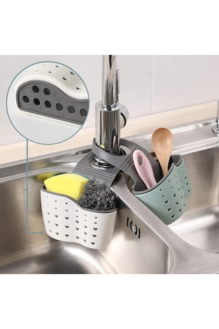1 Adet Ayarlanabilir Kayışlı Plastik Asılabilir Sepet - Mutfak Ve Banyo Depolama Lavabo Düzenleyici Karışık Renkli