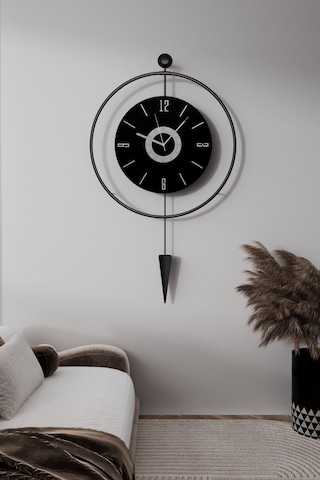 Kadranlı - Masippi Siyah 50x90cm Pilli Led Mobilya Duvarsaati