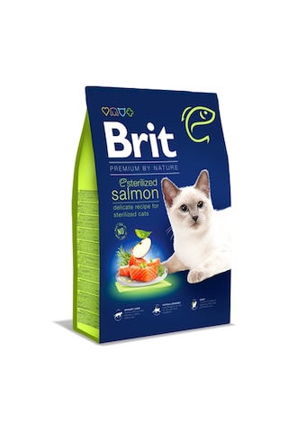 Brit Premium By Nature Kısırlaştırılmış Kediler İçin, Somon Balıklı Kuru Mama 8 Kg