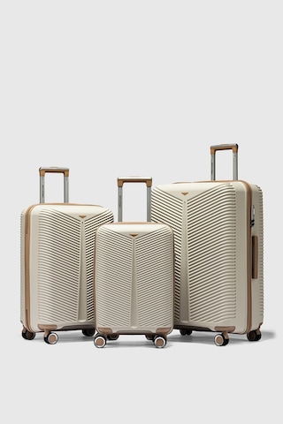 My-pp Bilbao Tekerlekli Kırılmaz Valiz 3'lü Set Bavul Kemik Şampanya-48