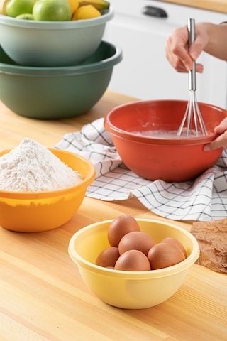 Meleni Home 5'li Set Yuvarlak Hazırlık Kase Seti - Çok Amaçlı Çırpma Kabı - Badya Seti Saklama Kabı