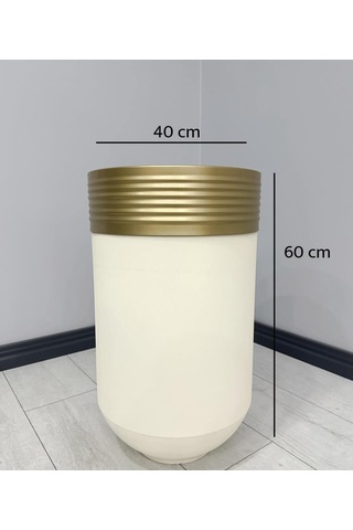 Elegant Dekoratif Eskitme Darbuka Krem Saksı 60cm