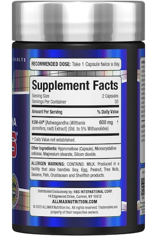 Allmax, Essentials Ashwa/gandha Ksm-66 60 Caps