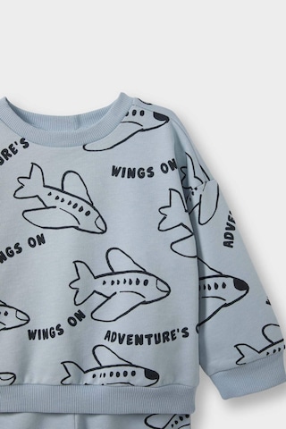 Defacto Erkek Bebek 2li Takım Baskılı Sweatshirt Eşofman Altı F0219a525aube523 Mavi