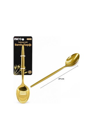 İbico İ22-447 Altın Gold Metal Servis Kaşığı 27 Cm- 12'li Paket