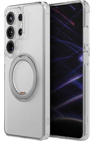 Samsung Galaxy Uyumlu S26 Ultra Kılıf Swivix Döner Metal Standlı Koruyucu Premium Dayanıklı Kapak Şeffaf