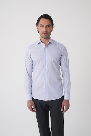 Bisse Erkek Regular Fit Uzun Kol İtalyan Yaka Pamuk Mavi Gömlek Gmczg250126 D35 Mavi