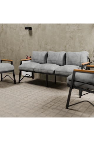 Mb Garden Furnıture Simetri Model, Balkon, Bahçe, Cafe, Metal Koltuk Takımı, Bahçe Takımı , Çay Seti, 3 1 1 Takım Gri