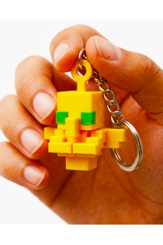 Minecraft Totem Anahtarlık 3d Baskı Totem Of Undying Figürlü Anahtarlık Sarı