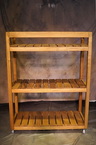 Ahşap Tekerlekli Banyo Organizer 90cmx40cmx116cm