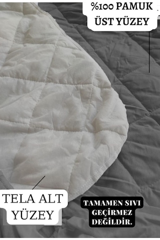 Ely Parker Sessiz Alez Yatak Koruyucu Kapitoneli Pamuk Fitted Tek Çift Kişilik Bebek Alezi ELYPRKR00580 Gri